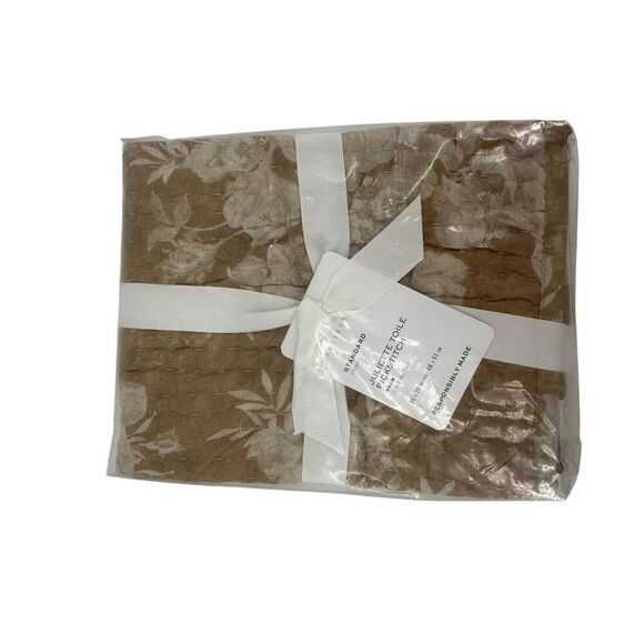 Pottery Barn Juliette Toile Pickstitch Standard Pillow Sham Harvest Gold 26 x 20 - Picture 2 of 5